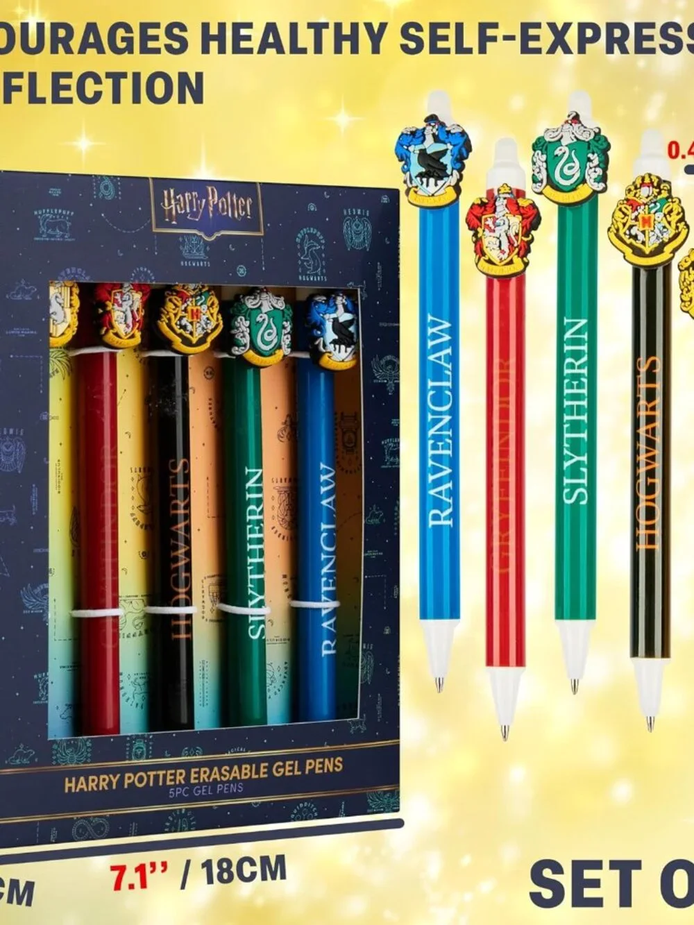 Get Trend Harry Potter 5Pc Erasable Gel Ink Pens Blue Kawaii Stationery Set